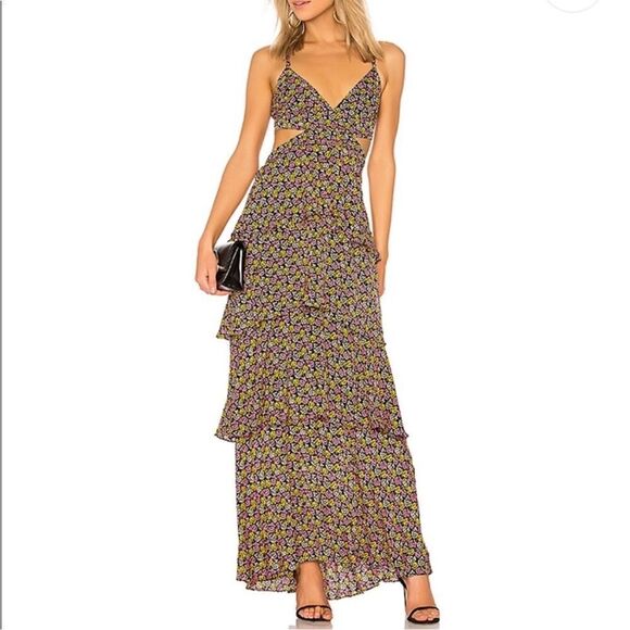 ALC Titus Floral Tiered Open Waist Silk Maxi Dress - Picture 7 of 7